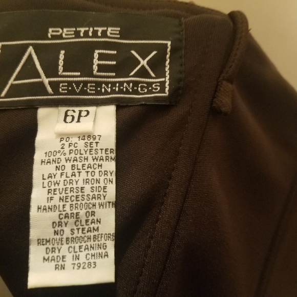 Alex Evening Brown Party Maxi Dress With Shawl Size 6P - Picture 8 of 11